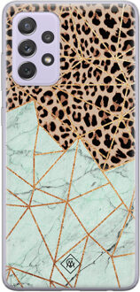 Casimoda Samsung Galaxy A72 siliconen hoesje - Luipaard marmer mint Bruin/beige, Mint