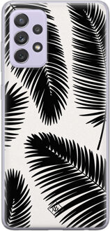 Casimoda Samsung Galaxy A72 siliconen telefoonhoesje - Palm leaves silhouette Zwart