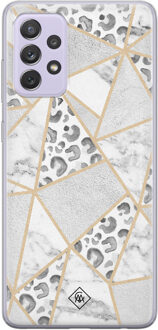 Casimoda Samsung Galaxy A72 siliconen telefoonhoesje - Stone & leopard print Bruin/beige