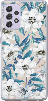 Casimoda Samsung Galaxy A72 siliconen telefoonhoesje - Touch of flowers Blauw