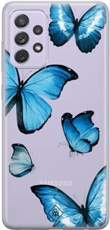 Casimoda Samsung Galaxy A72 transparant hoesje - Vlinders Blauw