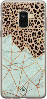 Casimoda Samsung Galaxy A8 (2018) siliconen hoesje - Luipaard marmer mint Bruin/beige, Mint