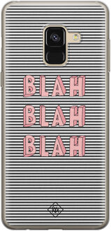 Casimoda Samsung Galaxy A8 (2018) siliconen telefoonhoesje - Blah blah blah Blauw, Roze