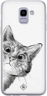 Casimoda Samsung Galaxy J6 (2018) siliconen hoesje - Peekaboo Zwart, Wit