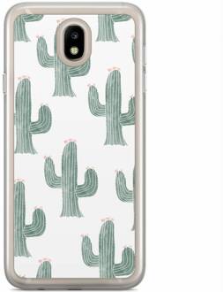 Casimoda Samsung Galaxy J7 2017 siliconen hoesje - Cactus print Wit, Groen