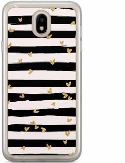 Casimoda Samsung Galaxy J7 2017 siliconen hoesje - Hart streepjes Zwart, Goudkleurig