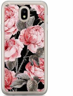 Casimoda Samsung Galaxy J7 2017 siliconen hoesje - Moody florals Zwart, Bruin/beige