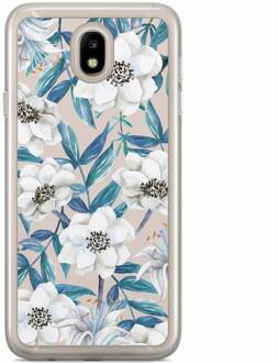 Casimoda Samsung Galaxy J7 2017 siliconen hoesje - Touch of flowers Bruin/beige, Blauw