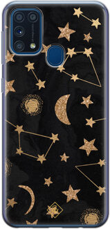 Casimoda Samsung Galaxy M31 siliconen hoesje - Counting the stars Zwart, Goudkleurig