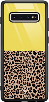 Casimoda Samsung Galaxy S10 glazen hardcase - Luipaard geel