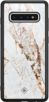 Casimoda Samsung Galaxy S10 glazen hardcase - Marmer goud Goudkleurig