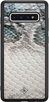 Casimoda Samsung Galaxy S10 glazen hardcase - Oh my snake Blauw