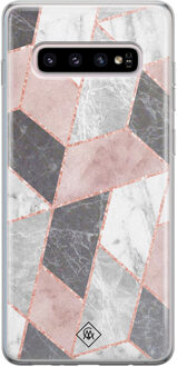 Casimoda Samsung Galaxy S10 Plus siliconen telefoonhoesje - Stone grid Roze