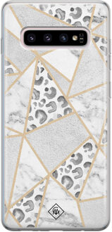Casimoda Samsung Galaxy S10 Plus siliconen telefoonhoesje - Stone & leopard print Bruin/beige