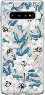 Casimoda Samsung Galaxy S10 Plus siliconen telefoonhoesje - Touch of flowers Blauw