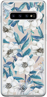 Casimoda Samsung Galaxy S10 siliconen telefoonhoesje - Touch of flowers Blauw