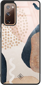 Casimoda Samsung Galaxy S20 FE glazen hardcase - Abstract dots Bruin/beige