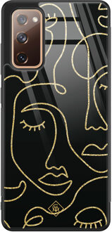 Casimoda Samsung Galaxy S20 FE glazen hardcase - Abstract faces Zwart