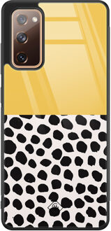 Casimoda Samsung Galaxy S20 FE glazen hardcase - Abstract geel
