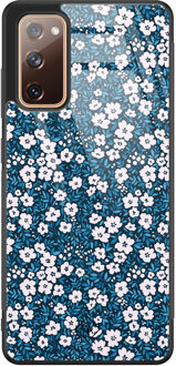 Casimoda Samsung Galaxy S20 FE glazen hardcase - Bloemen blauw