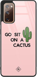 Casimoda Samsung Galaxy S20 FE glazen hardcase - Go sit on a cactus Roze