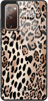 Casimoda Samsung Galaxy S20 FE glazen hardcase - Golden wildcat Bruin/beige