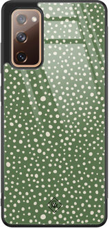 Casimoda Samsung Galaxy S20 FE glazen hardcase - Green dots Groen