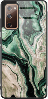 Casimoda Samsung Galaxy S20 FE glazen hardcase - Green waves Groen