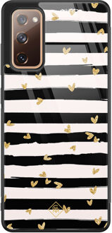 Casimoda Samsung Galaxy S20 FE glazen hardcase - Hart streepjes Zwart