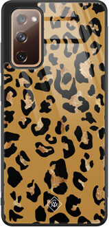 Casimoda Samsung Galaxy S20 FE glazen hardcase - Jungle wildcat Bruin/beige