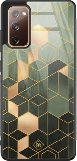 Casimoda Samsung Galaxy S20 FE glazen hardcase - Kubus groen