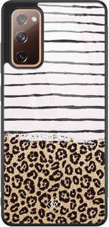 Casimoda Samsung Galaxy S20 FE glazen hardcase - Leopard lines Bruin/beige