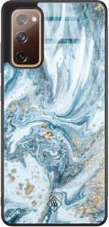 Casimoda Samsung Galaxy S20 FE glazen hardcase - Marble sea Blauw