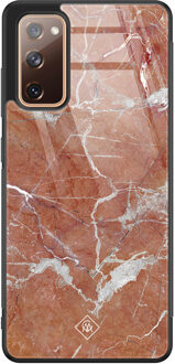 Casimoda Samsung Galaxy S20 FE glazen hardcase - Marble sunkissed Rood