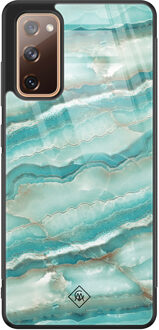 Casimoda Samsung Galaxy S20 FE glazen hardcase - Marmer azuurblauw