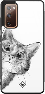 Casimoda Samsung Galaxy S20 FE glazen hardcase - Peekaboo Wit