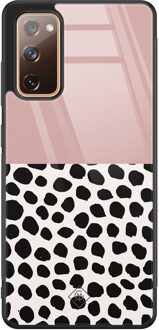 Casimoda Samsung Galaxy S20 FE glazen hardcase - Pink dots Roze