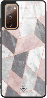 Casimoda Samsung Galaxy S20 FE glazen hardcase - Stone grid Roze