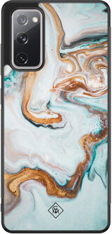 Casimoda Samsung Galaxy S20 FE hoesje - Marmer blauw goud Blauw, Goudkleurig