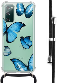 Casimoda Samsung Galaxy S20 FE hoesje met koord - Blauwe vlinders