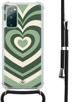 Casimoda Samsung Galaxy S20 FE hoesje met koord - Hart groen swirl