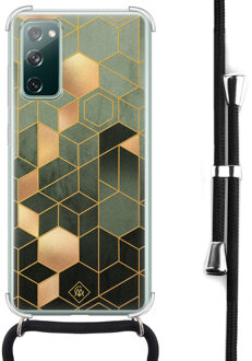 Casimoda Samsung Galaxy S20 FE hoesje met koord - Kubus groen