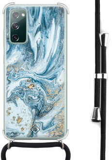 Casimoda Samsung Galaxy S20 FE hoesje met koord - Marble sea Blauw