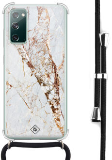 Casimoda Samsung Galaxy S20 FE hoesje met koord - Marmer goud Goudkleurig