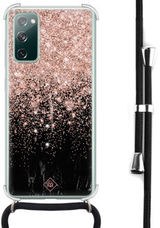 Casimoda Samsung Galaxy S20 FE hoesje met koord - Marmer twist Rosekleurig