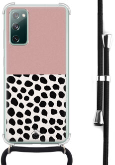 Casimoda Samsung Galaxy S20 FE hoesje met koord - Pink dots Roze