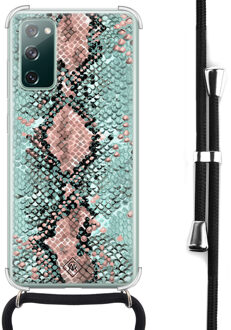 Casimoda Samsung Galaxy S20 FE hoesje met koord - Snake pastel Mint