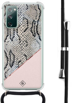 Casimoda Samsung Galaxy S20 FE hoesje met koord - Snake print roze