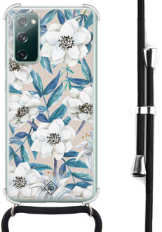 Casimoda Samsung Galaxy S20 FE hoesje met koord - Touch of flowers Blauw
