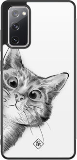 Casimoda Samsung Galaxy S20 FE hoesje - Peekaboo kat Zwart, Wit